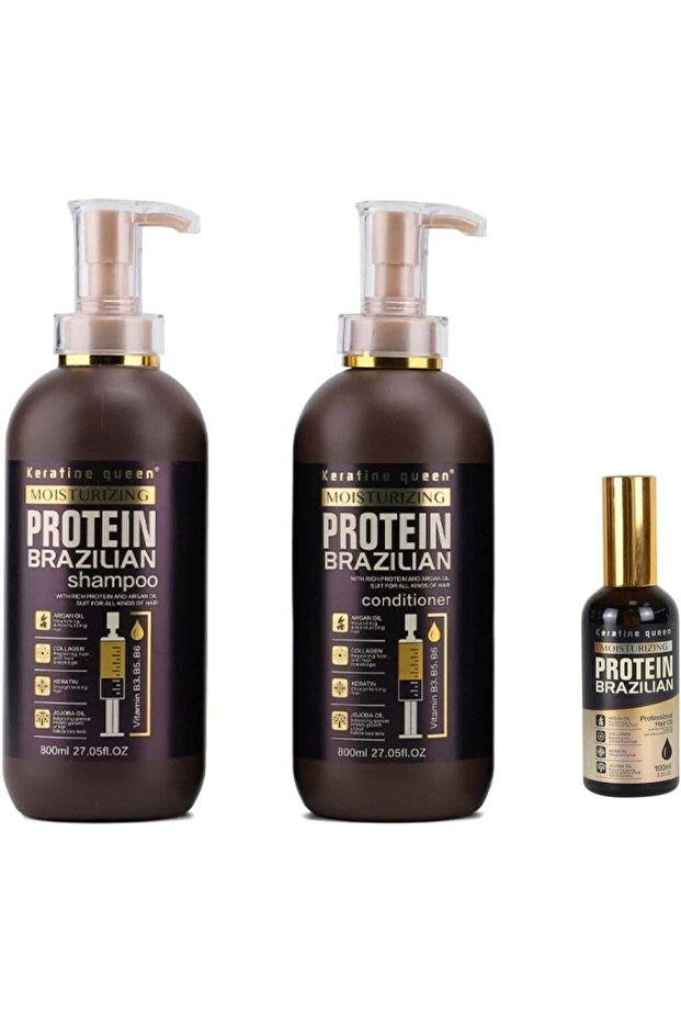 Moisturizing Protein Brazilian 3in1 Set with Shampoo, Conditioner & Serum