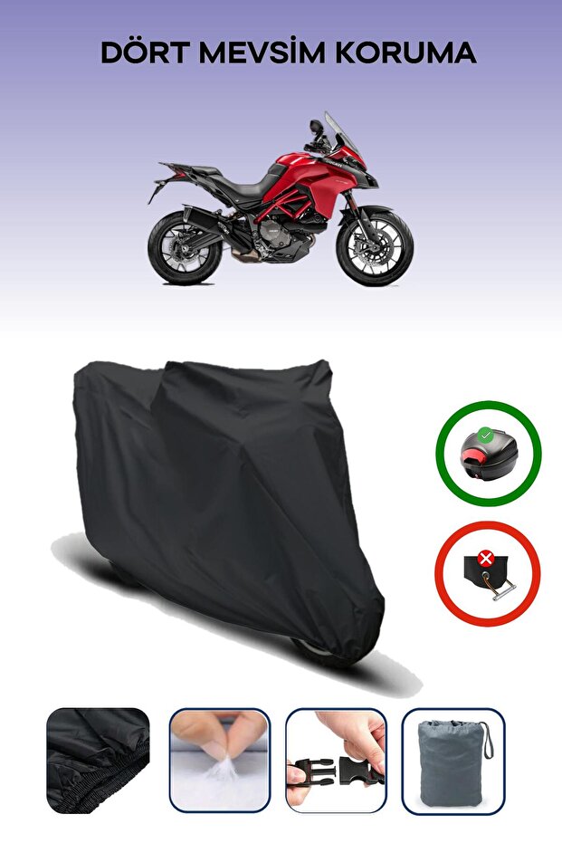 Black Rear Bag Compatible with Ducati Multistrada 950 S Compatible Motorcycle Tarpaulin Motor Cover