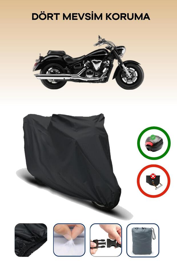 Black Rear Bag Compatible Yamaha Xvs 1300 a Compatible Motorcycle Canvas Motor Cover