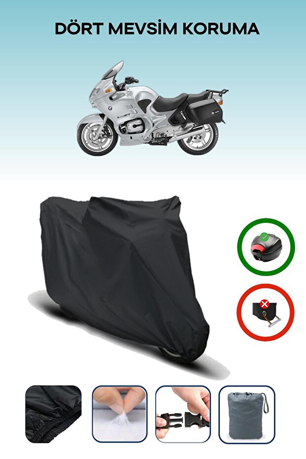 Black Bmw R 1150 Gs Adventure Motorcycle Tarpaulin Rear Bag Compatible