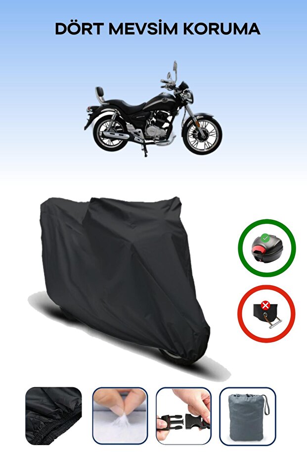 Black Rear Bag Compatible Mondial 150 Sentor Compatible Motorcycle Tarpaulin Motor Cover