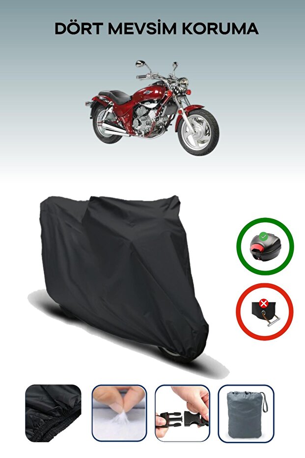 Black Rear Bag Compatible Kymco Venox 250 Compatible Motorcycle Tarpaulin Motor Cover
