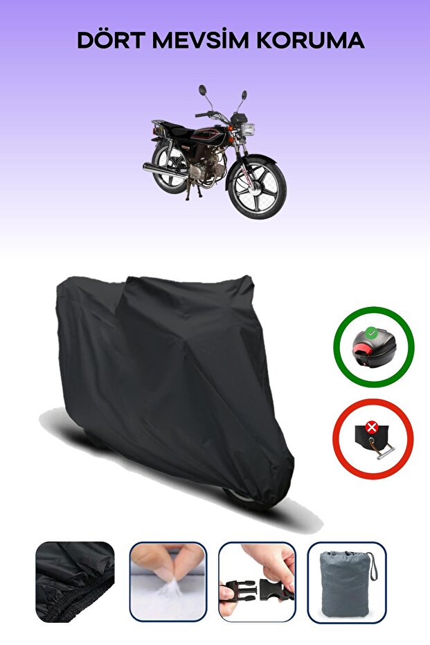 Black Rear Bag Compatible Arora Ar 50-30 Compatible Motorcycle Tarpaulin Motor Cover