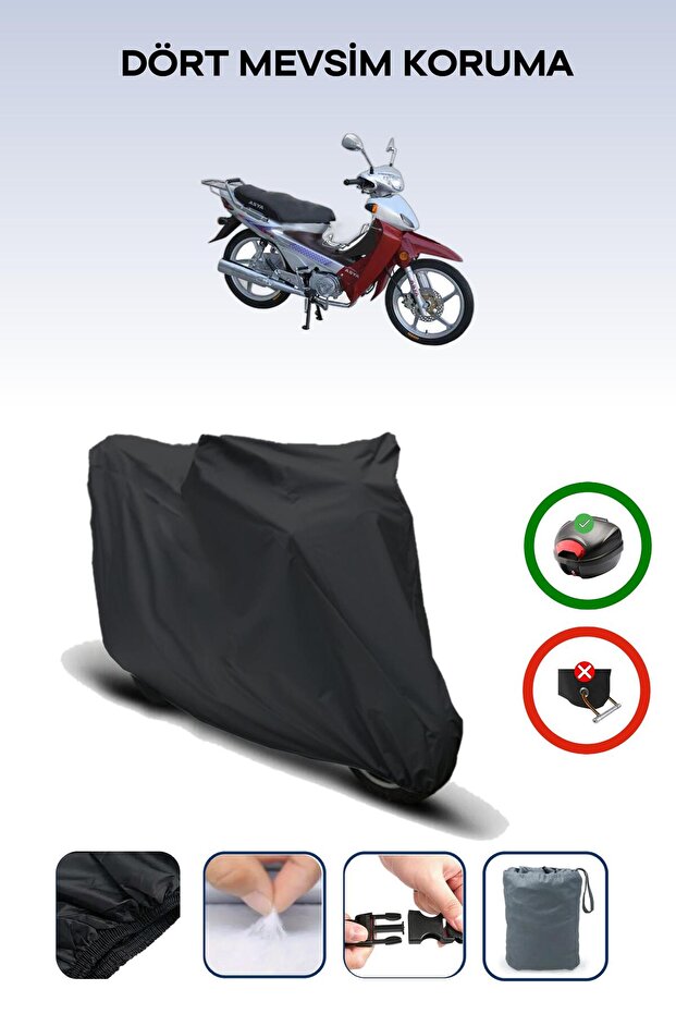 Black Rear Bag Compatible Asia as 100-8 Compatible Motorcycle Tarpaulin Motor Cover