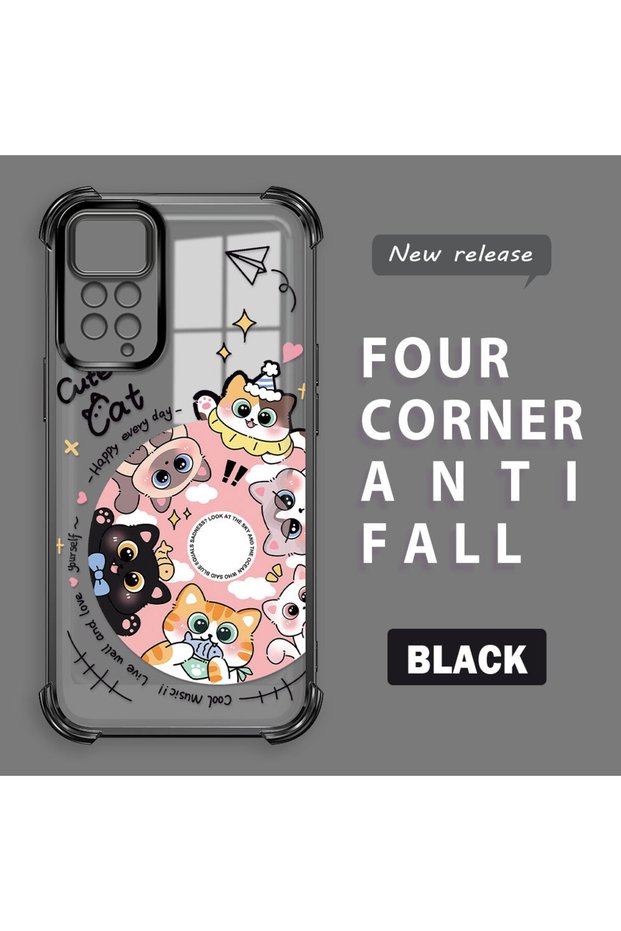 Xiaomi Redmi Note 11 Pro Compatible Sweet Cartoon Cat Transparent Silicone Protected Phone Case