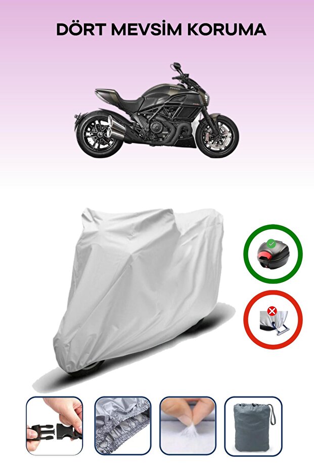 Gray Rear Bag Compatible with Ducati Diavel Carbon Compatible Motorcycle Tarpaulin Motor Cover