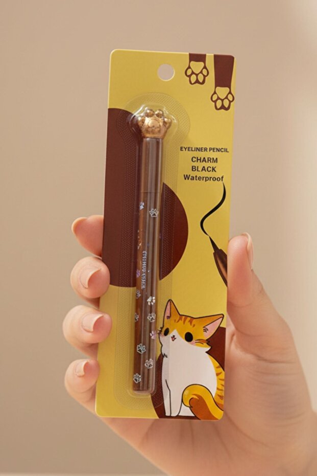 Women's Black Non-Smudge Waterproof Matte Paw Pattern Eyeliner