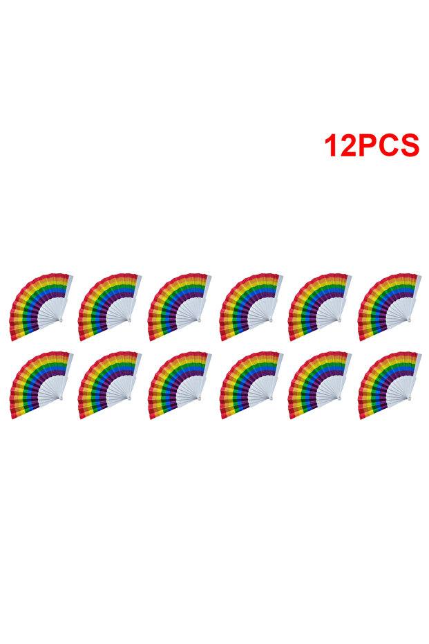 APWIKOGER Style A 12PCS 6/12PCS Rainbow Handheld Folding Fan Spanish Colorful Foldable Hand Fan Por