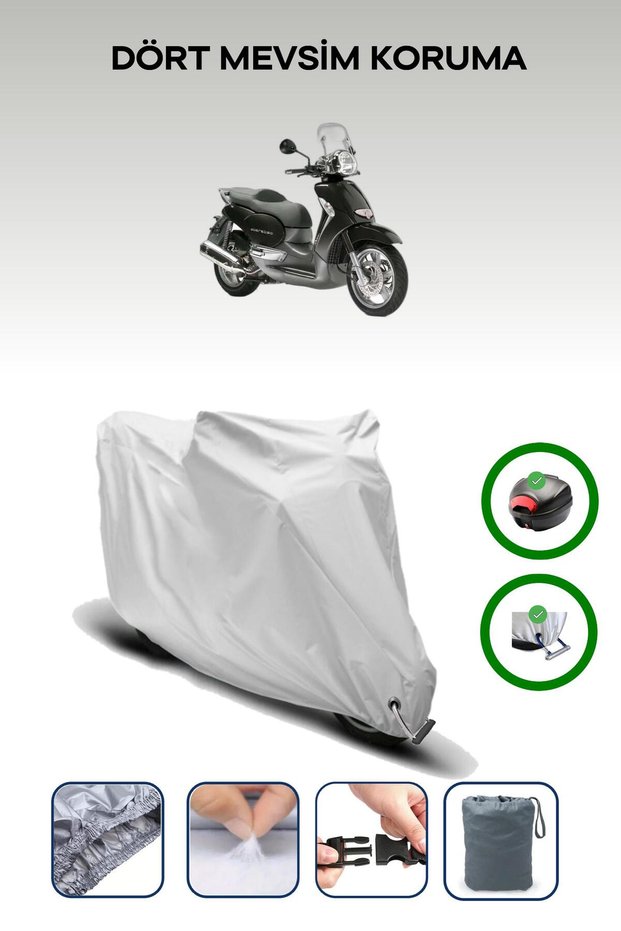 Gray Rear Bag and Lock Compatible Aprilia Scarabeo 500 Compatible Motorcycle Tarpaulin