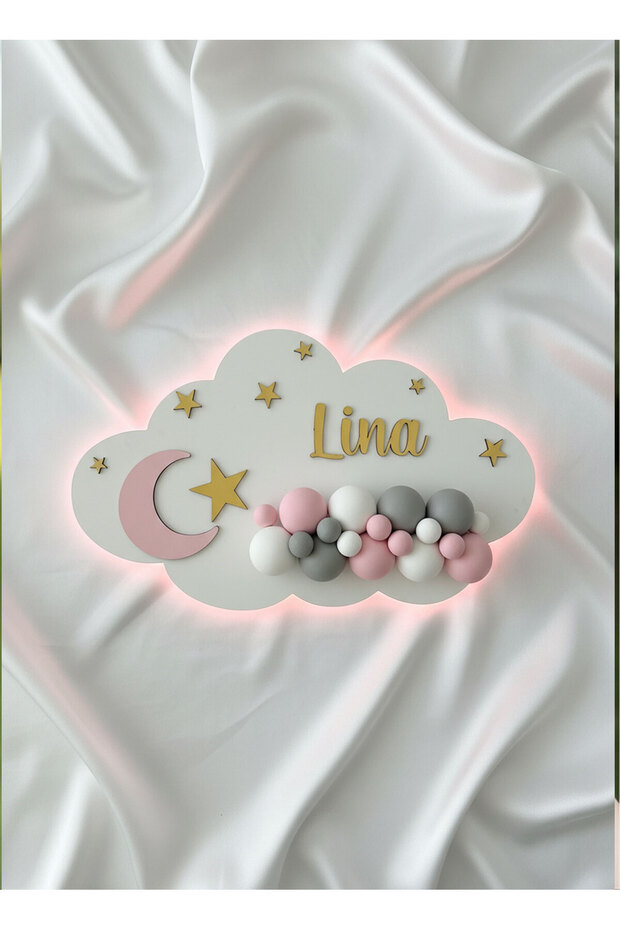 Bulut Temalı İsimli Işıklı Kapı Süsü - 2