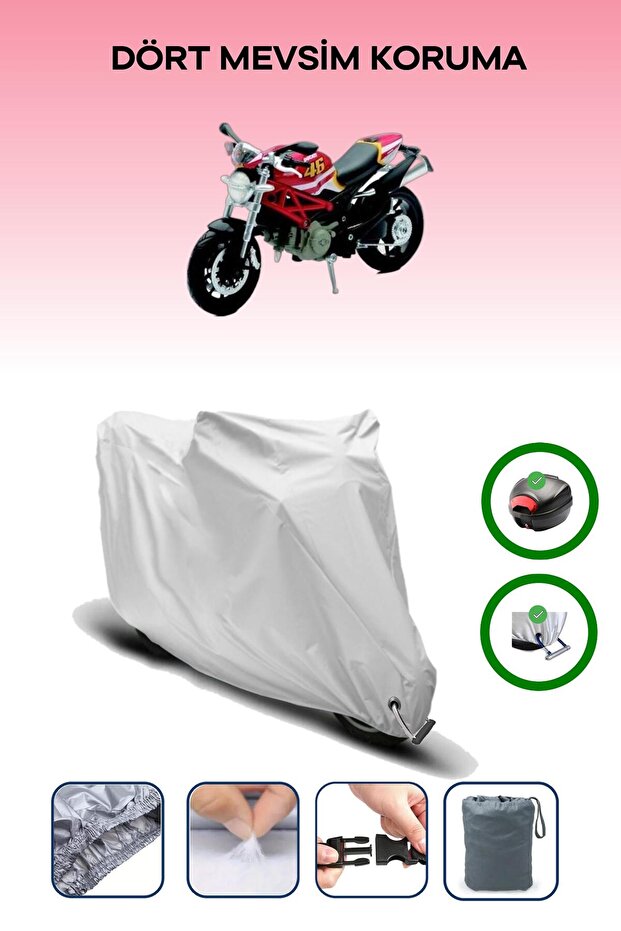 Gray Tail Bag and Lock Compatible Ducati Monster 796 Compatible Motorcycle Tarpaulin