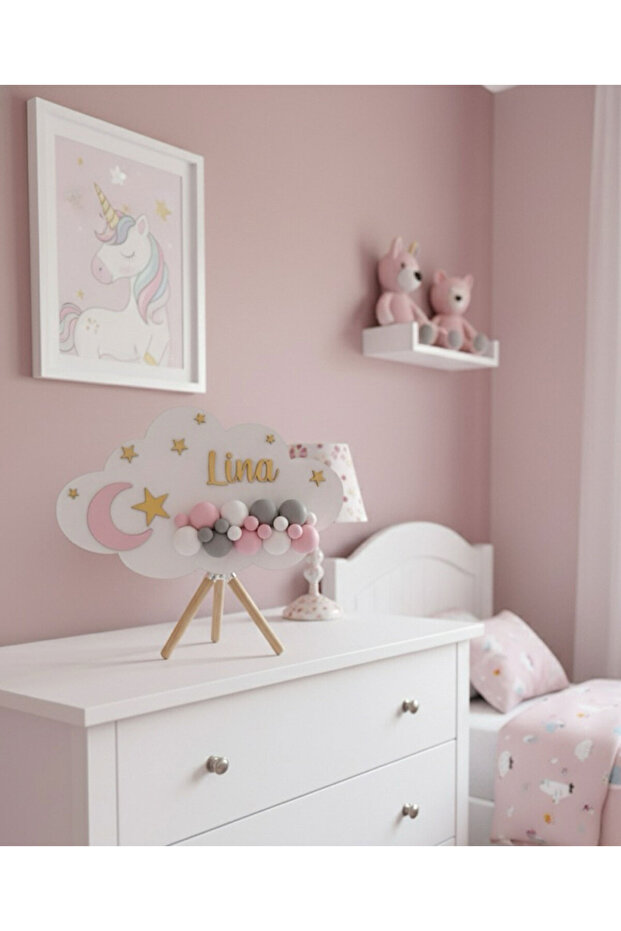 Bulut Temalı İsimli Işıklı Kapı Süsü - 3