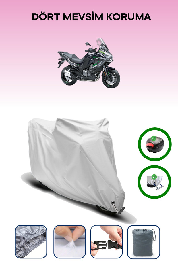 Gray Tail Bag and Lock Compatible Kawasaki Versys 1000 Se Compatible Motorcycle Tarpaulin