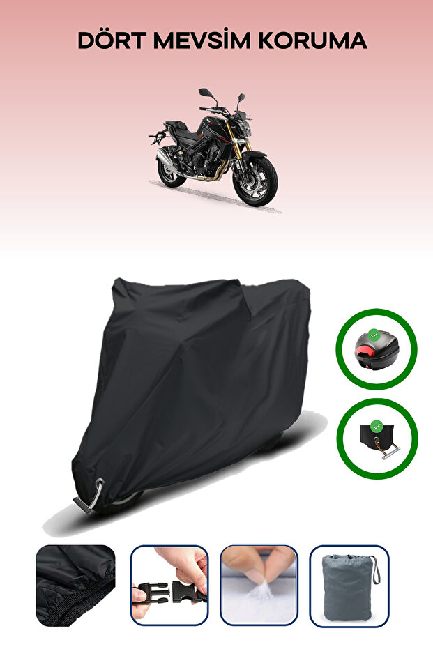 Black Rear Bag and Lock Compatible Rks M502N Compatible Motorcycle Tarpaulin