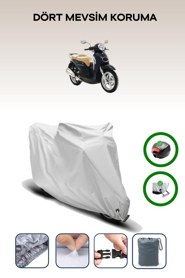 Gray Rear Bag and Lock Compatible Aprilia Scarabeo 200 Compatible Motorcycle Tarpaulin