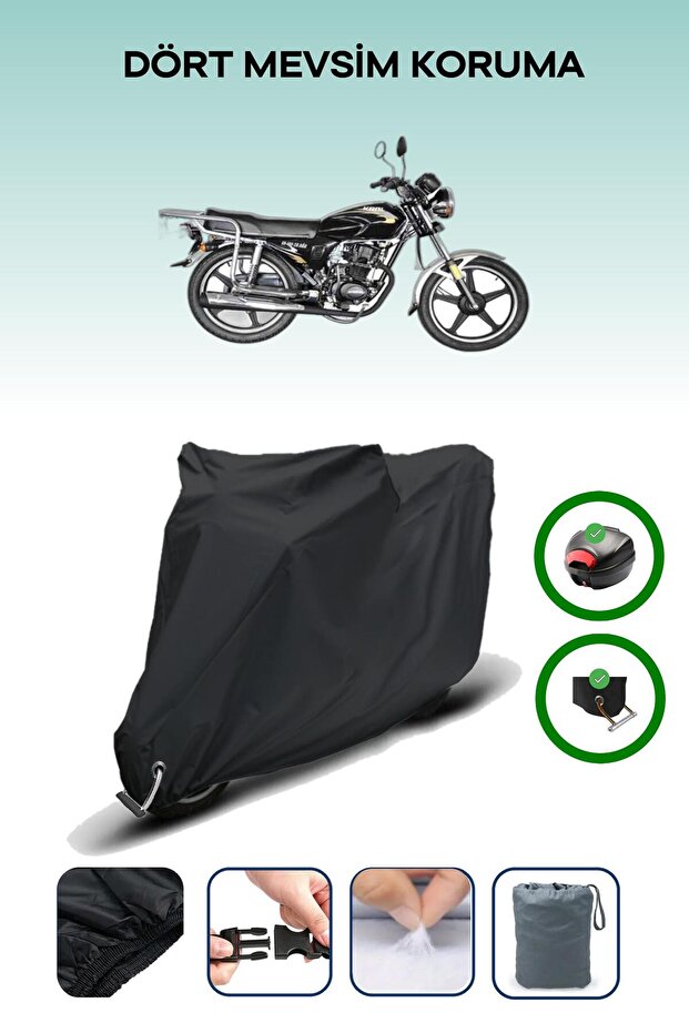 Black Rear Bag and Lock Compatible King Motor Kr-100-2A Compatible Motor Tarpaulin