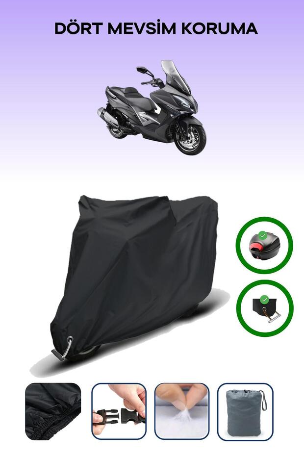 Black Rear Bag and Lock Compatible Kymco Xciting 250I Compatible Motorcycle Tarpaulin