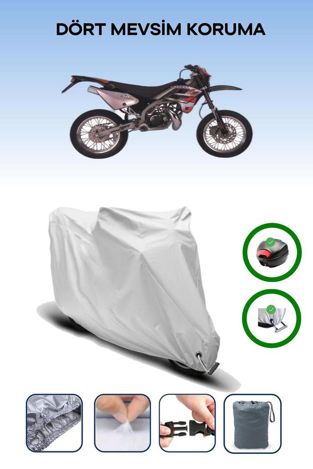 Gray Rear Bag and Lock Compatible Gas Gas Rookie Compatible Motorcycle Tarpaulin