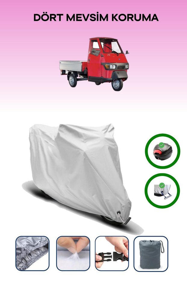 Gray Rear Bag and Lock Compatible Piaggio Ape 50 Compatible Engine Tarpaulin