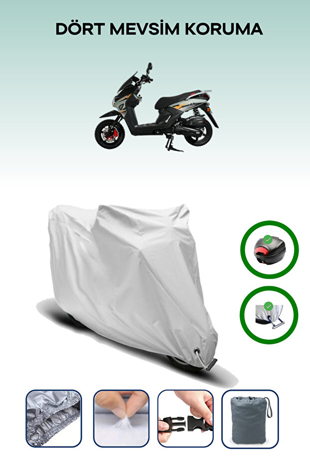 Gray Rear Bag and Lock Compatible Altai F1Max Pro 50 Compatible Motor Tarpaulin