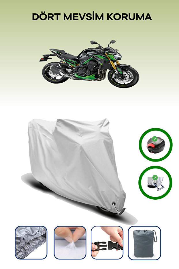 Gray Tail Bag and Lock Compatible Kawasaki Z 900 Se Compatible Motor Tarpaulin