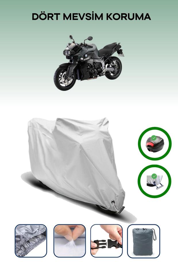 Gray Tail Bag and Lock Compatible Bmw K 1300 R Compatible Motor Tarpaulin