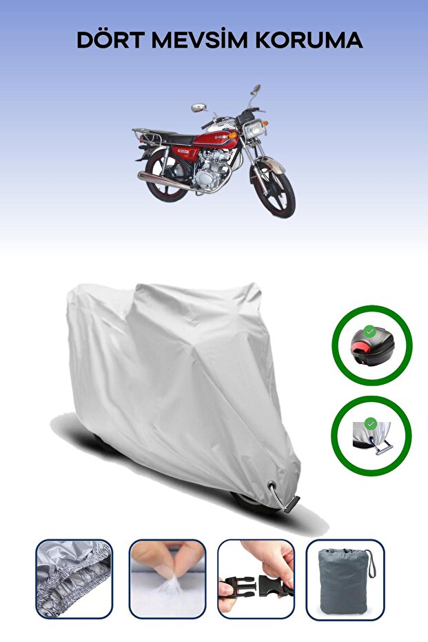 Gray Rear Bag and Lock Compatible Kuba Km125-6 Compatible Motor Tarpaulin