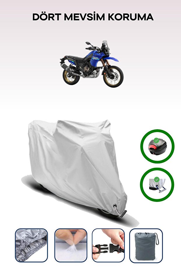 Gray Rear Bag and Lock Compatible Yamaha Tenere 700 Extreme Compatible Motorcycle Tarpaulin