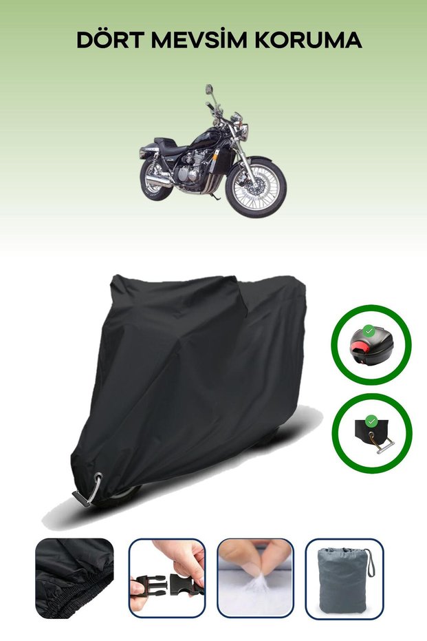 Black Tail Bag and Lock Compatible Kawasaki Zl 600 Compatible Motorbike Tarpaulin