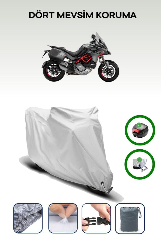 Gray Rear Bag and Lock Compatible with Ducati Multistrada 1260 Touring Pack Compatible Motorcycle Tarpaulin