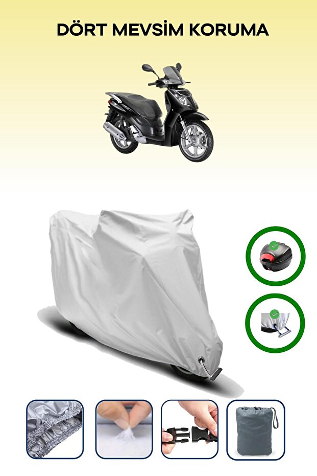 Gray Rear Bag and Lock Compatible Keeway Outlook 150 Compatible Motorcycle Tarpaulin