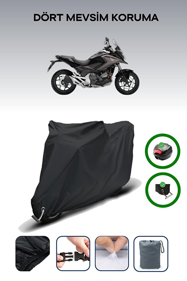 Black Rear Bag and Lock Compatible Honda Nc 750 X Compatible Motorcycle Tarpaulin