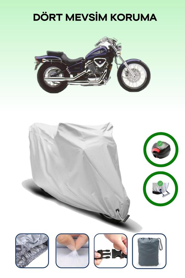 Gray Tail Bag and Lock Compatible Honda Vt 600 Shadow Compatible Motorcycle Tarpaulin