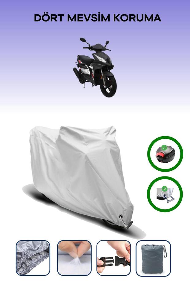 Gray Rear Bag and Lock Compatible Mondial 125 Ardour Compatible Motorcycle Tarpaulin