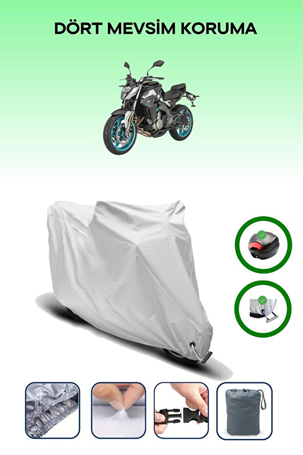 Gray Tail Bag and Lock Compatible Cfmoto 650Mt Compatible Motor Tarpaulin