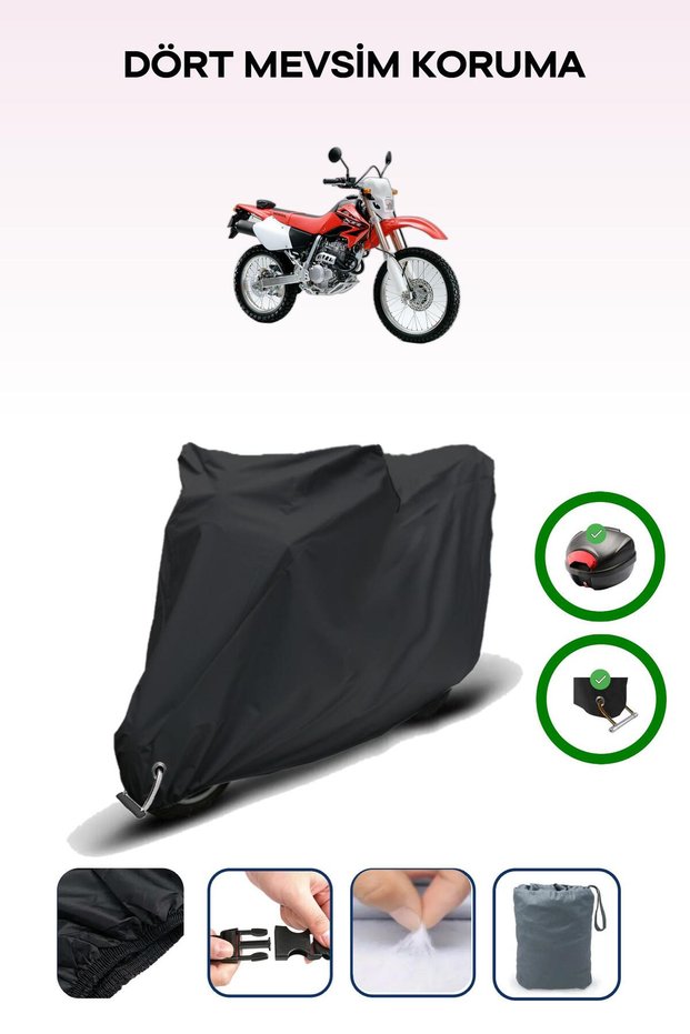 Black Rear Bag and Lock Compatible Honda Xr 250 R Compatible Motorcycle Tarpaulin