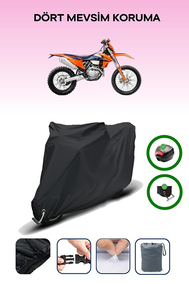 Black Rear Bag and Lock Compatible Ktm 530 Exc Compatible Motor Tarpaulin