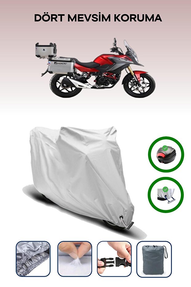 Gray Rear Bag and Lock Compatible Rks Trv242 Compatible Motorcycle Tarpaulin