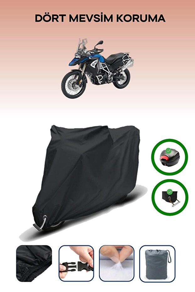 Black Rear Case and Lock Compatible Bmw F 800 Gs Adventure Compatible Motorcycle Tarpaulin