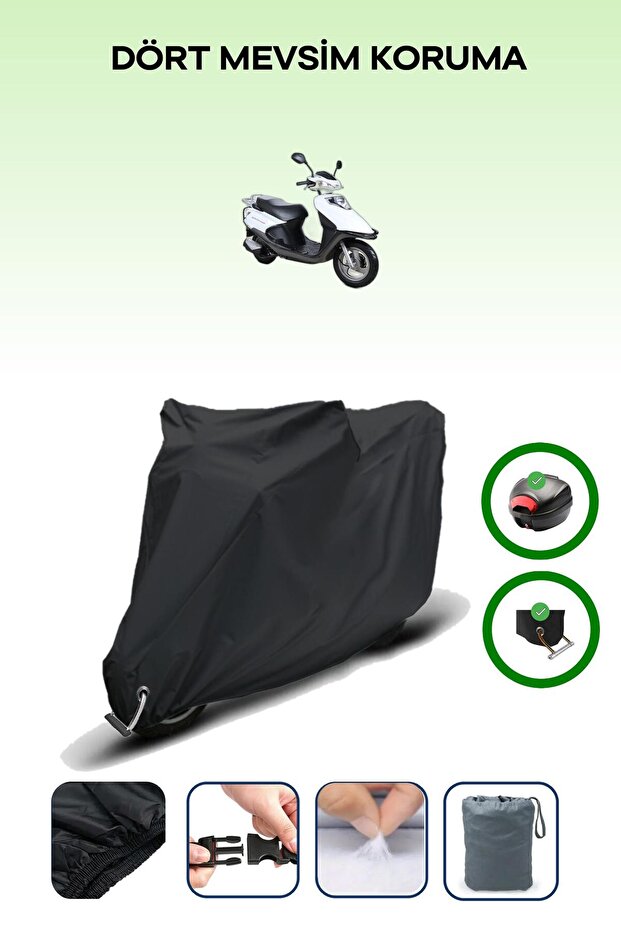 Black Rear Bag and Lock Compatible Kuba Rocca 100 Max Compatible Motorcycle Tarpaulin