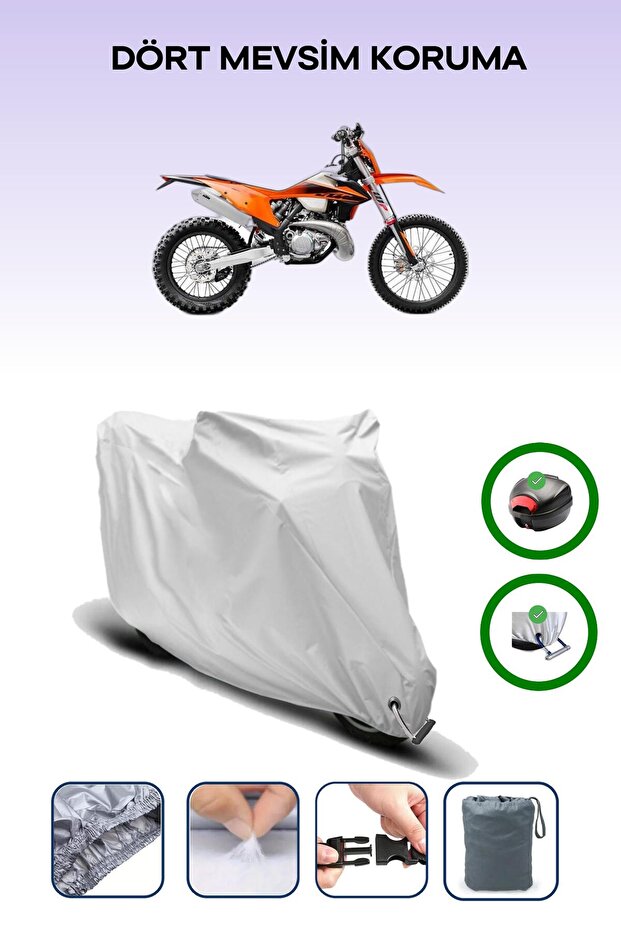 حقيبة خلفية رمادية اللون ومتوافقة مع قماش المحرك المتوافق مع KTM 250 EXC TPI