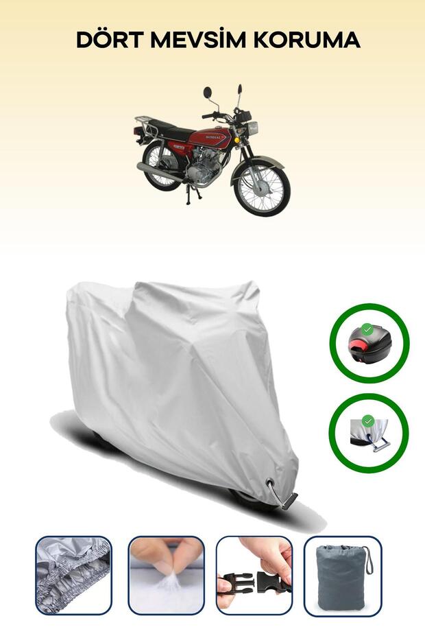 Gray Rear Bag and Lock Compatible Mondial 125 Agk Compatible Motorcycle Tarpaulin