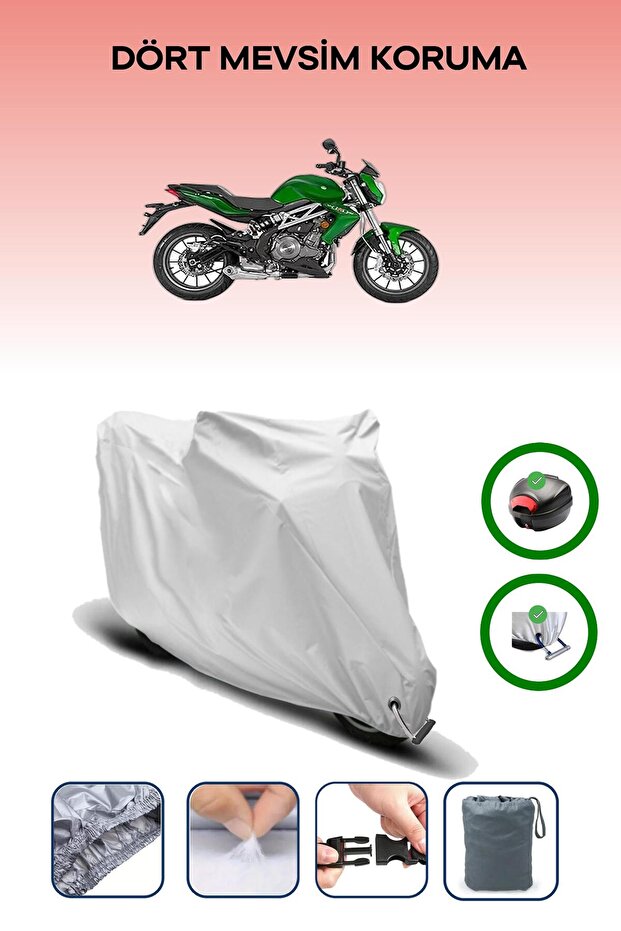 Gray Rear Bag and Lock Compatible Benelli Tnt 300 Compatible Motorcycle Tarpaulin