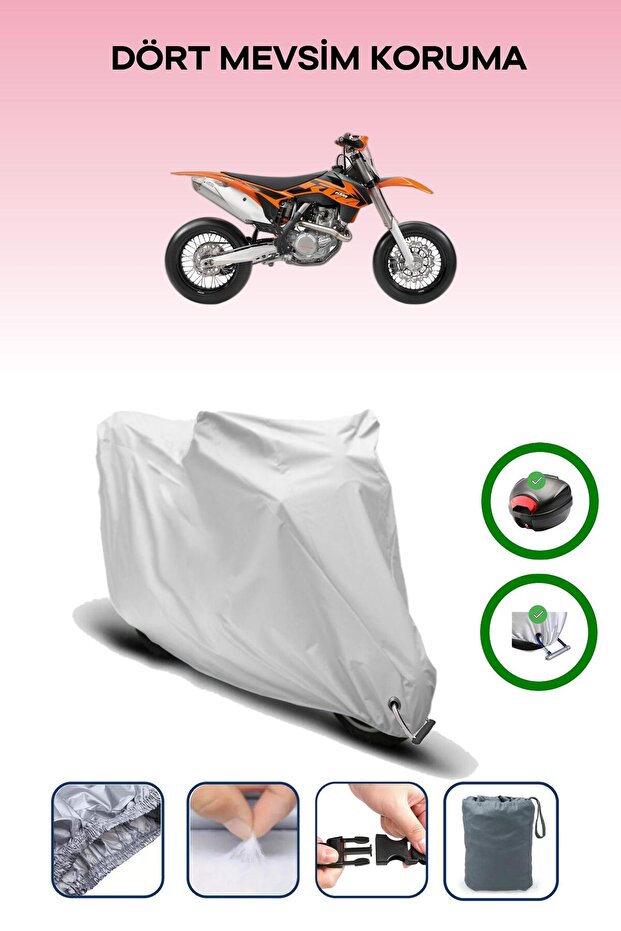 حقيبة خلفية رمادية اللون ومتوافقة مع قماش المحرك المتوافق مع KTM 450 SMR
