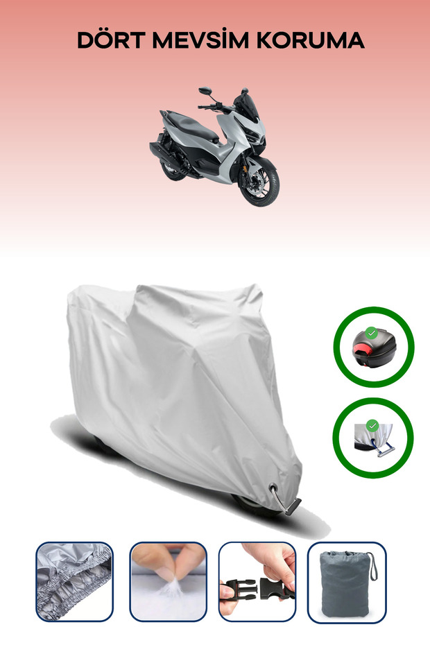 Gray Rear Bag and Lock Compatible Rks Rz 250S Compatible Motorcycle Tarpaulin