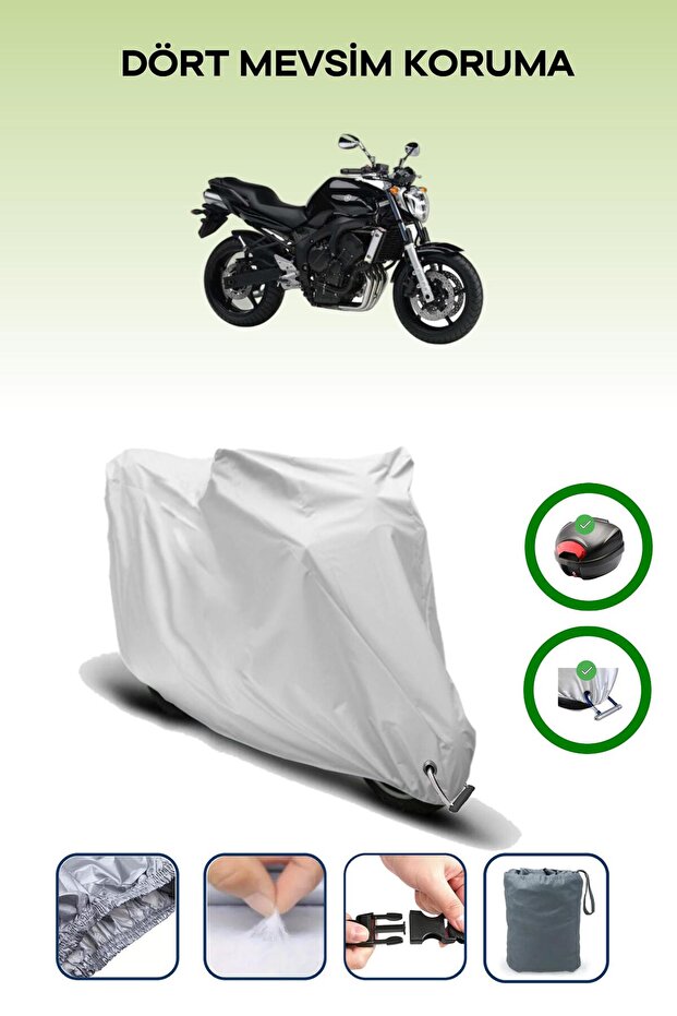 Gray Tail Bag and Lock Compatible Yamaha Fz6 Compatible Motorcycle Tarpaulin
