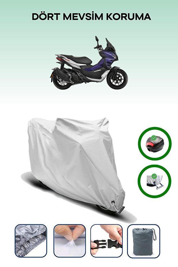 Gray Tail Bag and Lock Compatible Aprilia Leonardo 125 Compatible Motor Tarpaulin