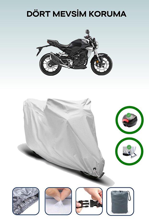 Gray Tail Bag and Lock Compatible Honda Cb 250 R Compatible Motorbike Tarpaulin
