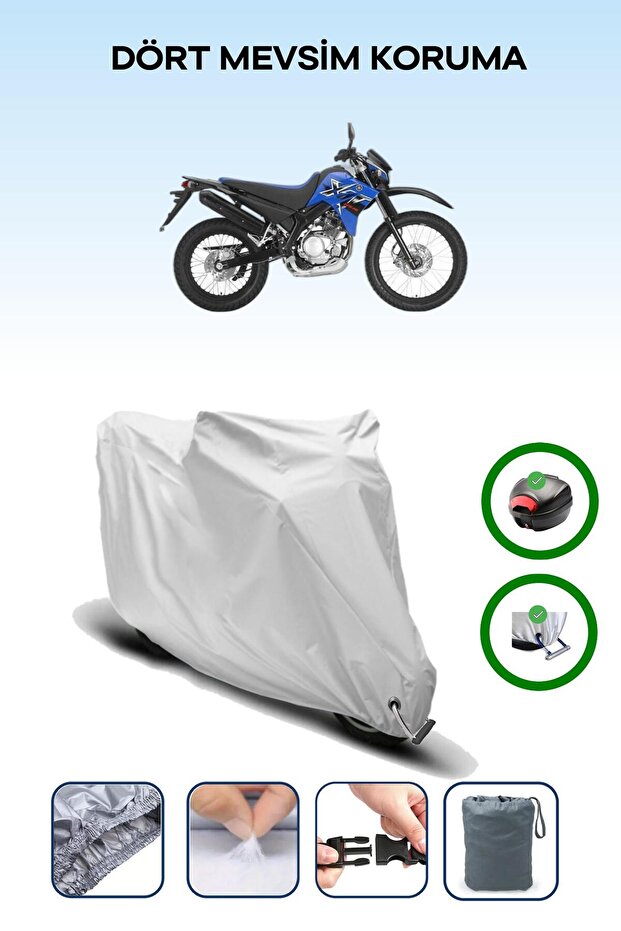 Gray Rear Bag and Lock Compatible Yamaha Xt 125 R Compatible Motorcycle Tarpaulin