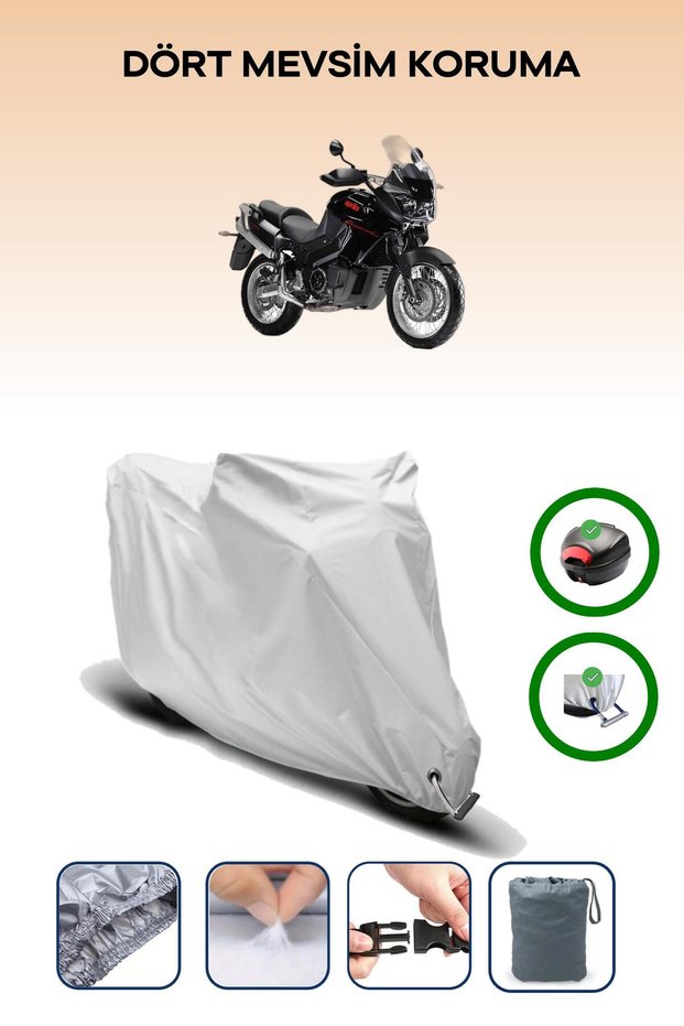Gray Rear Bag and Lock Compatible Aprilia Caponord 1000 Etv Compatible Motorcycle Tarpaulin